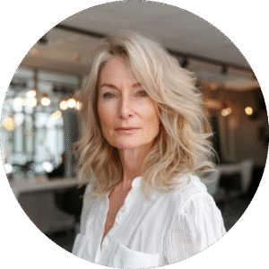 Vrouw blij met afspraak voor haarwerk