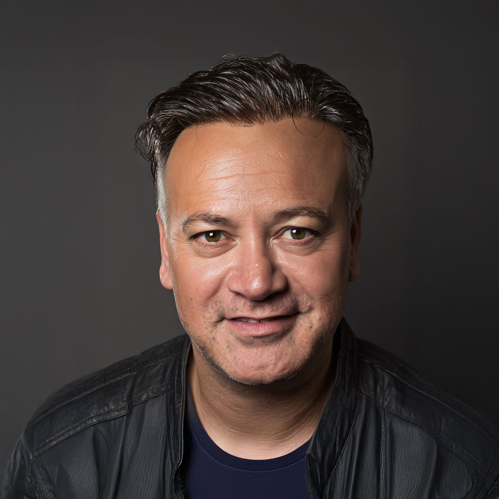 Man nadat hij een toupet van echt haar van Just Hair aangemeten heeft gekregen.