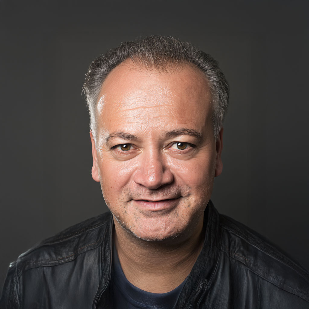 Man voordat hij een topper van echt haar van Just Hair aangemeten heeft gekregen.