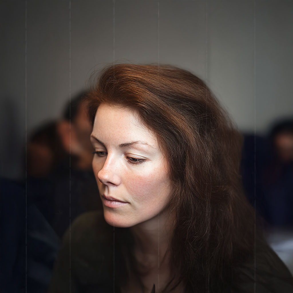 Jonge vrouw nadat ze een topper van echt haar van Just Hair aangemeten heeft gekregen.